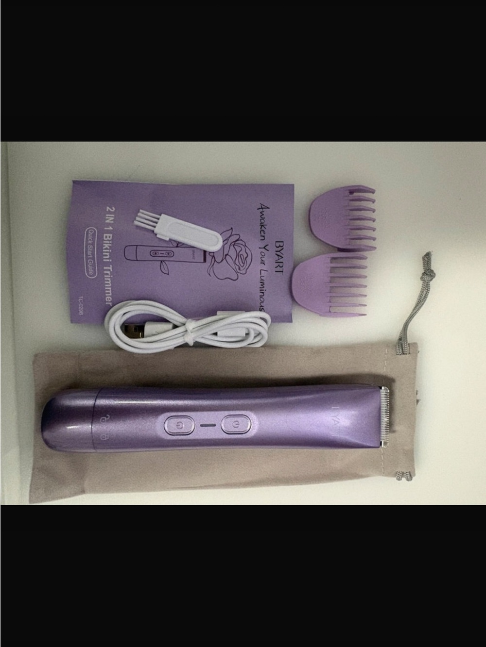 2-in-1 Women's Bikini Trimmer in Purple - Rechargeable USB